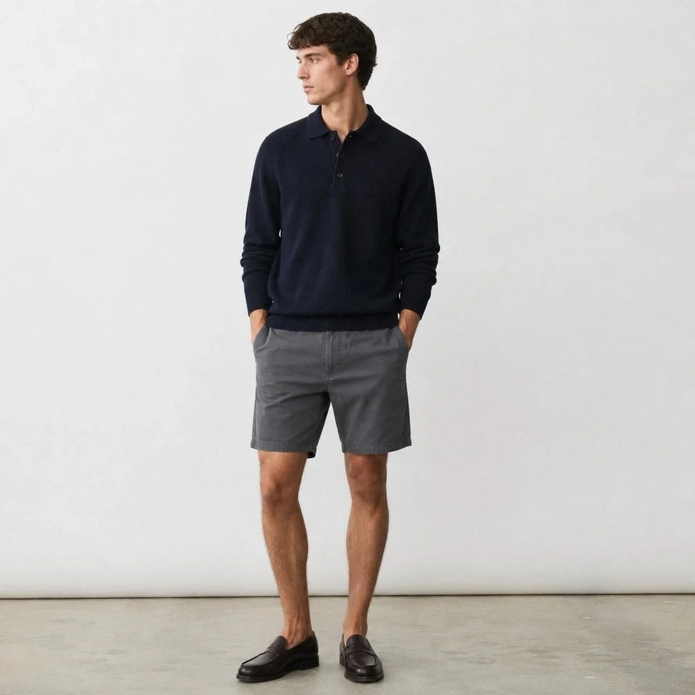 Banana Republic Aiden Shorts Mens 32 Gray Cotton Chino Slim Fit Casual 9 Inseam